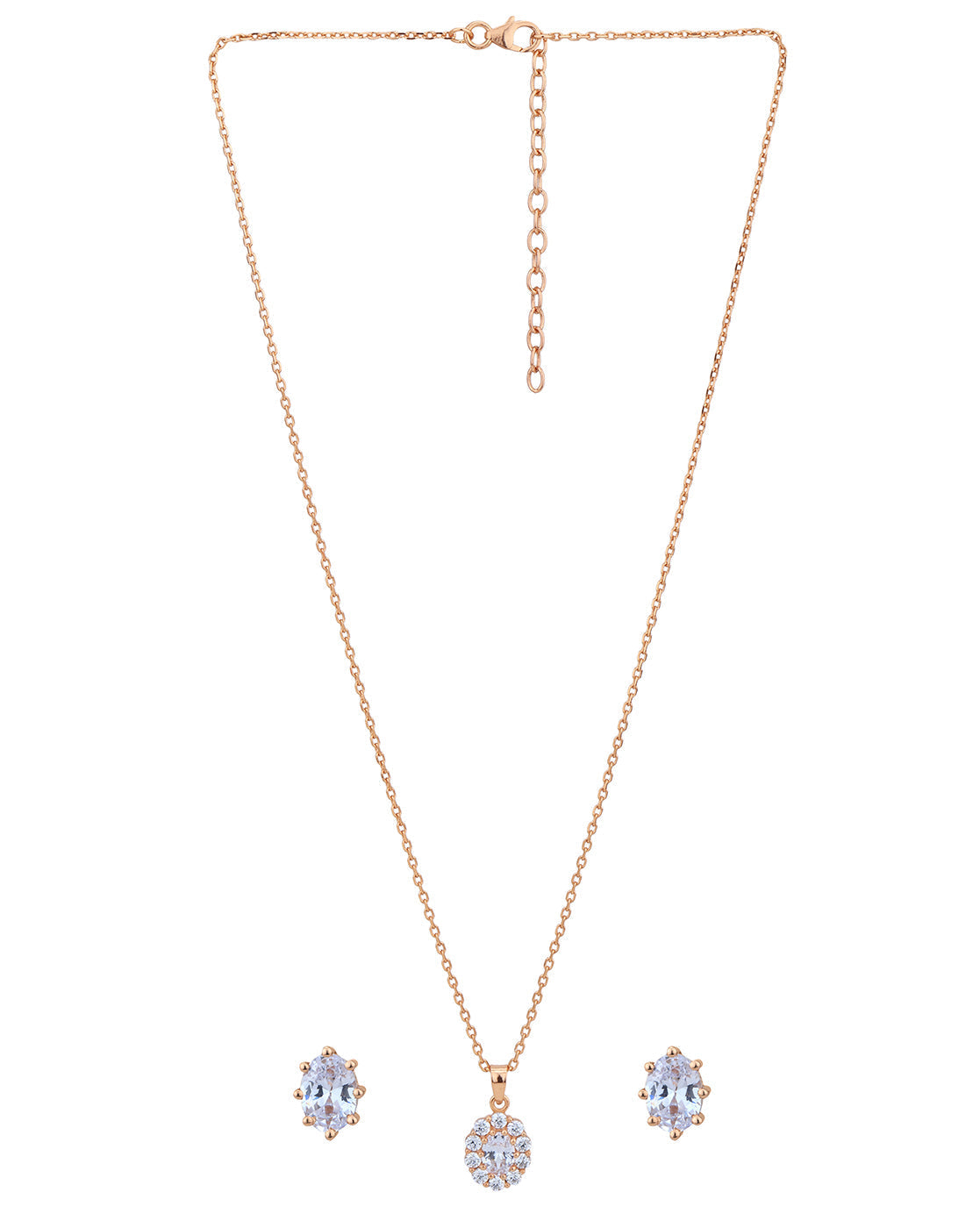 18kt Rose Gold Plated with CZ Necklace with Earring Set for women
