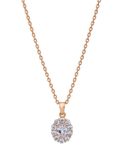 18kt Rose Gold Plated with CZ Necklace with Earring Set for women