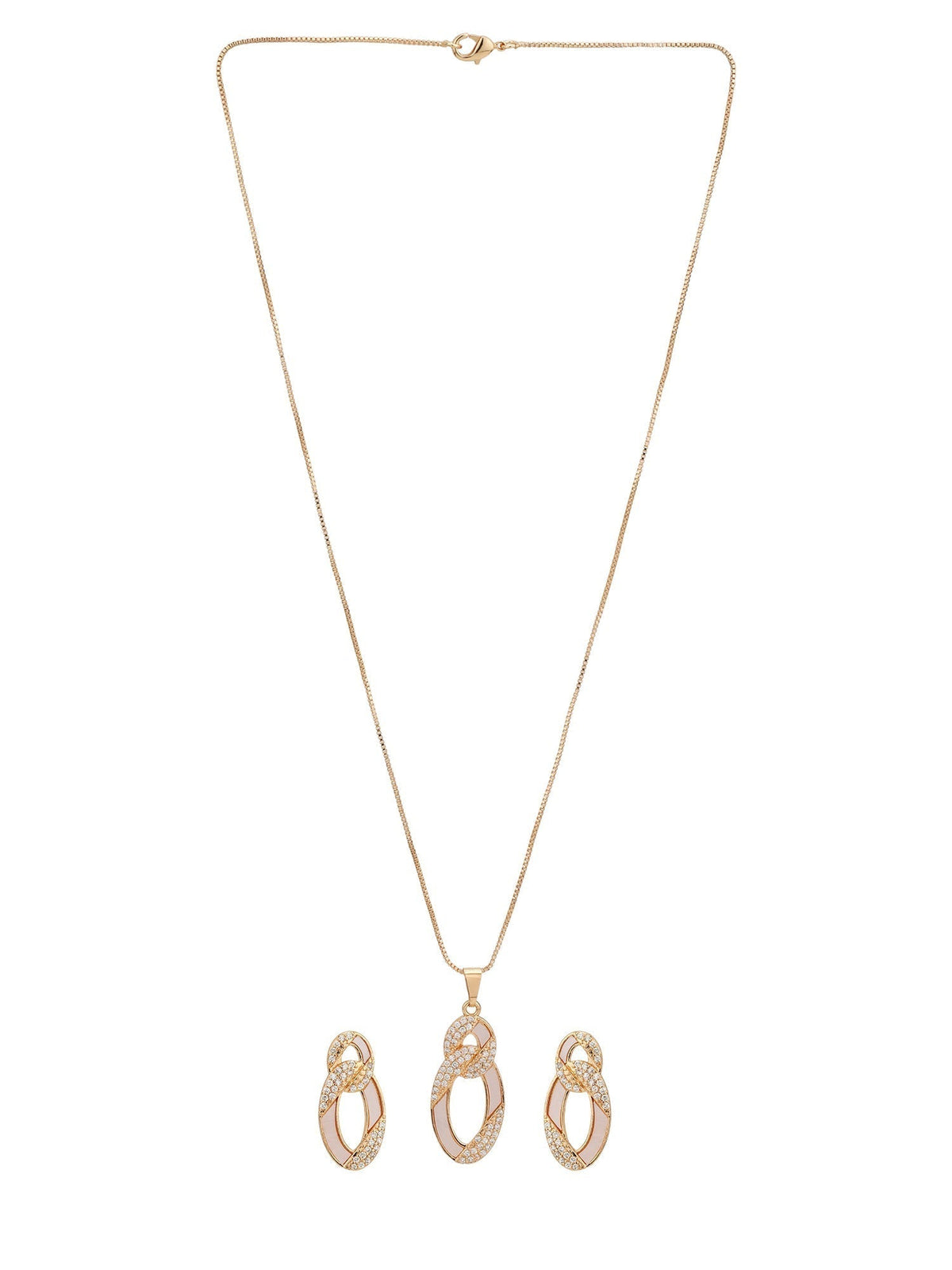 Rose Gold Plated with CZ Infinity Pendant and Earring Set