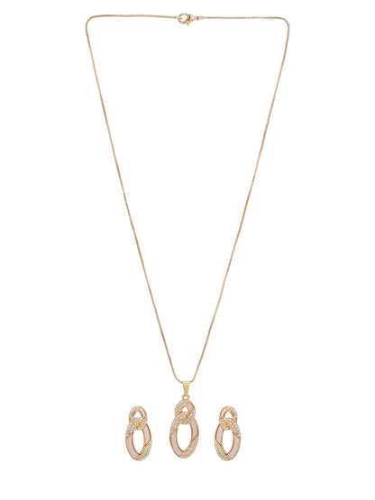 Rose Gold Plated with CZ Infinity Pendant and Earring Set