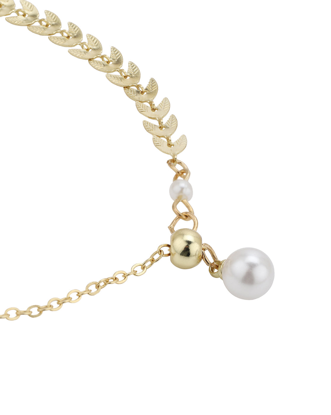 Gold Plated Dangling Pearl Lariat Necklace and Bracelet Set