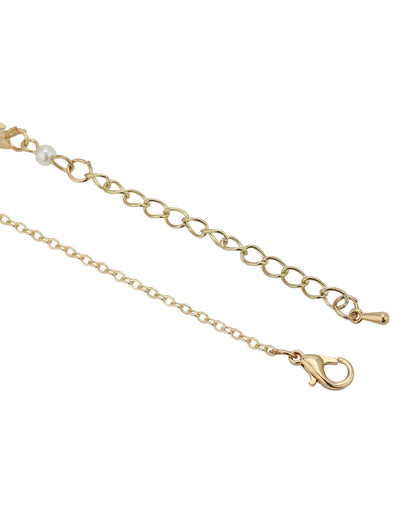 Gold Plated Dangling Pearl Lariat Necklace and Bracelet Set