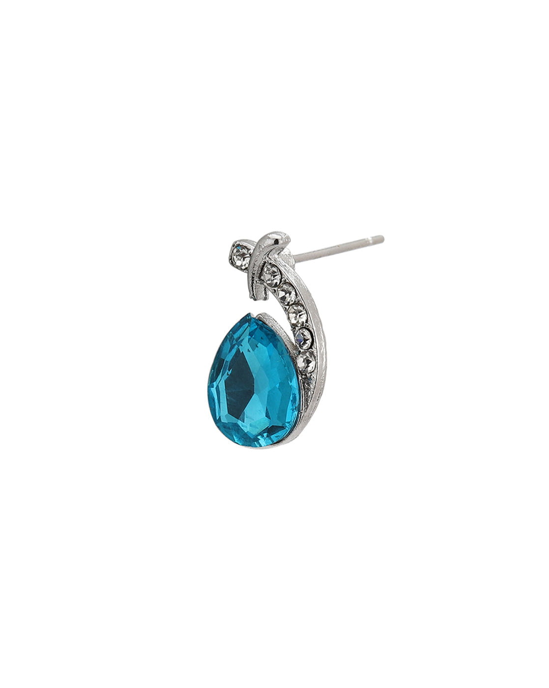Silver Plated CZ Dangling Crystal Pendant with Chain and Earring Set
