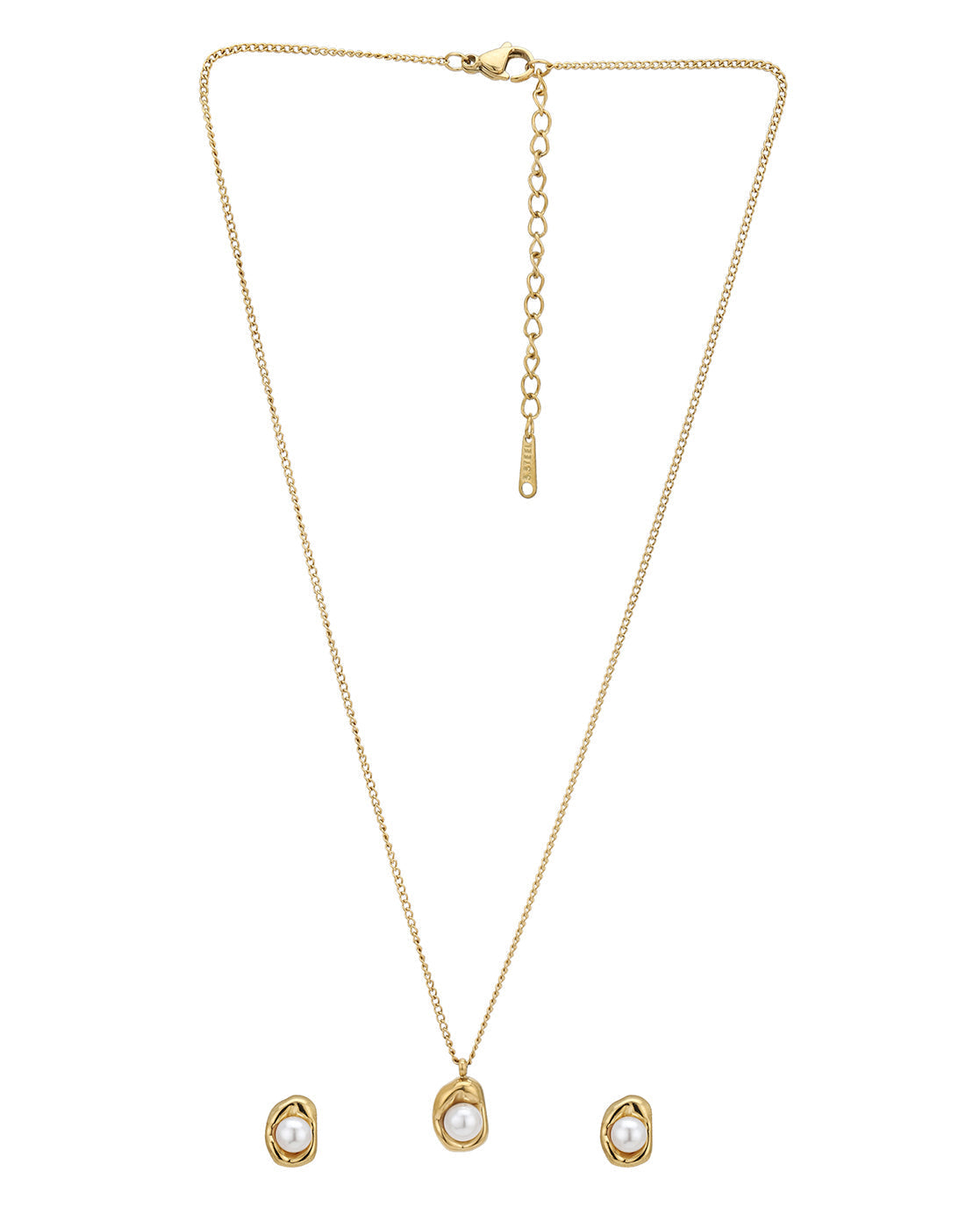 Gold Plated Freshwater Pearl Necklace and Earring Set