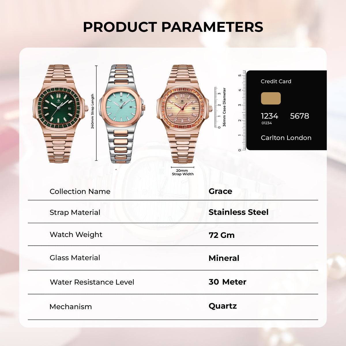 Grace Women Watch Gift Set of 3 (Analog 1 Watch + 2 Bracelets) CLPLG100