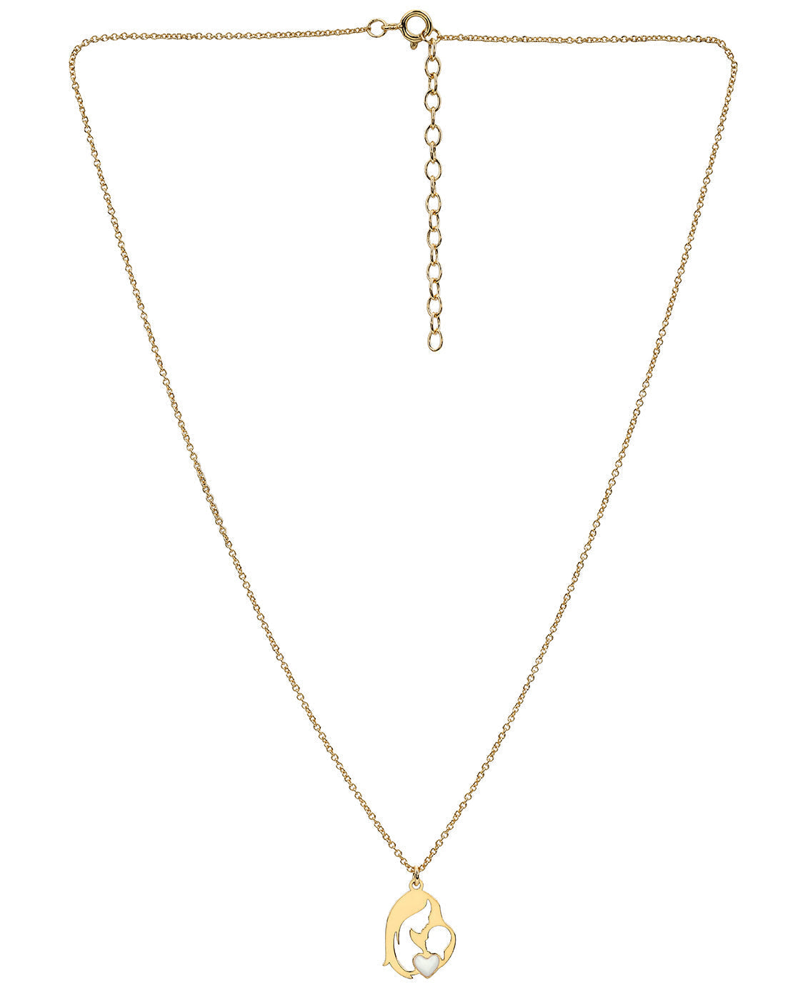 18kt Gold-Plated Enamel Mom &amp; Child Silhouette Pendant Necklace