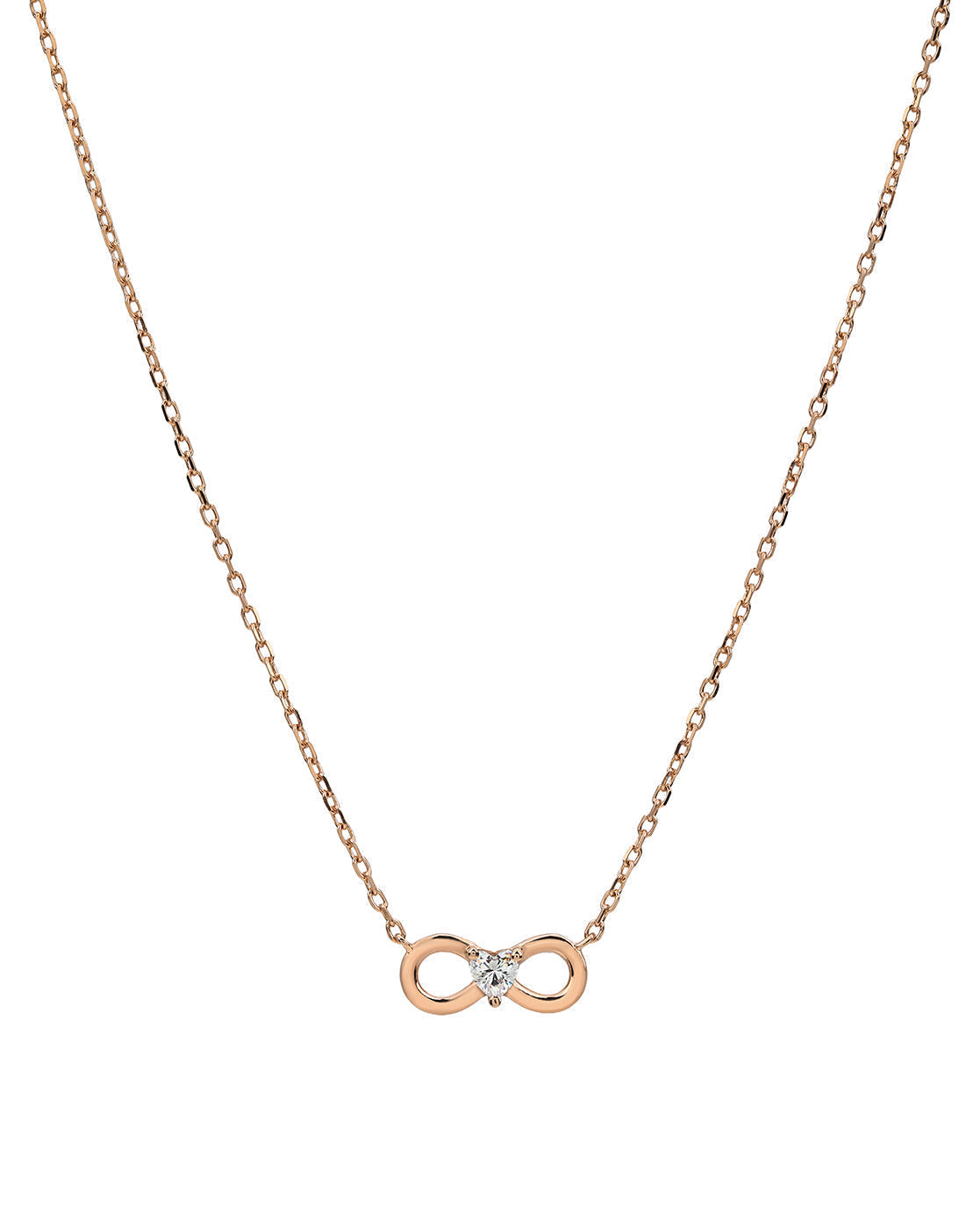 18kt Rose Gold Plated CZ Infinity &amp; Heart Necklace