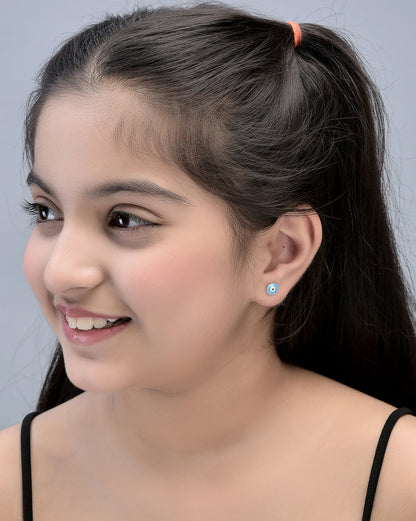 Set Of 2 18Kt Gold Plated With Enamel &amp; Cz Stud Earring For Girls