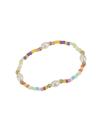 Gold Plated With Multicolour Bead Jewellery Set For Girl
