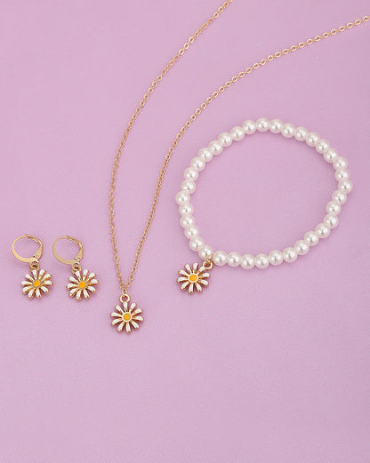 Gold Plated With Dangling Star Jewellery Set For Girl