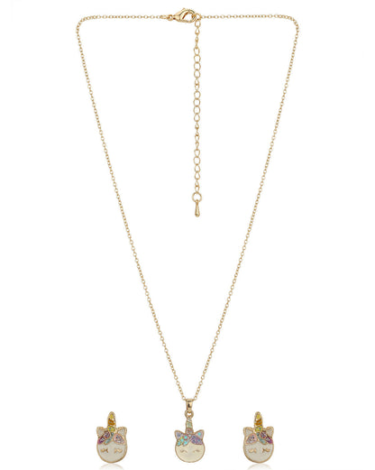 Gold Plated With Enamel Jewellery Set For Girl