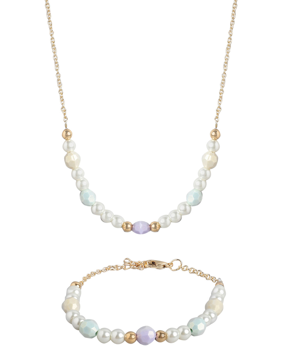 Gold Plated with Pearl Fancy Jewellery Set for girl