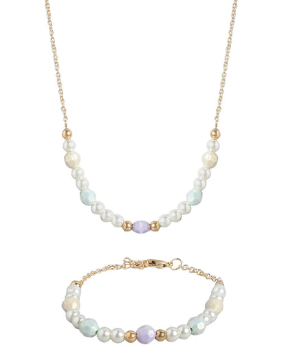 Gold Plated with Pearl Fancy Jewellery Set for girl