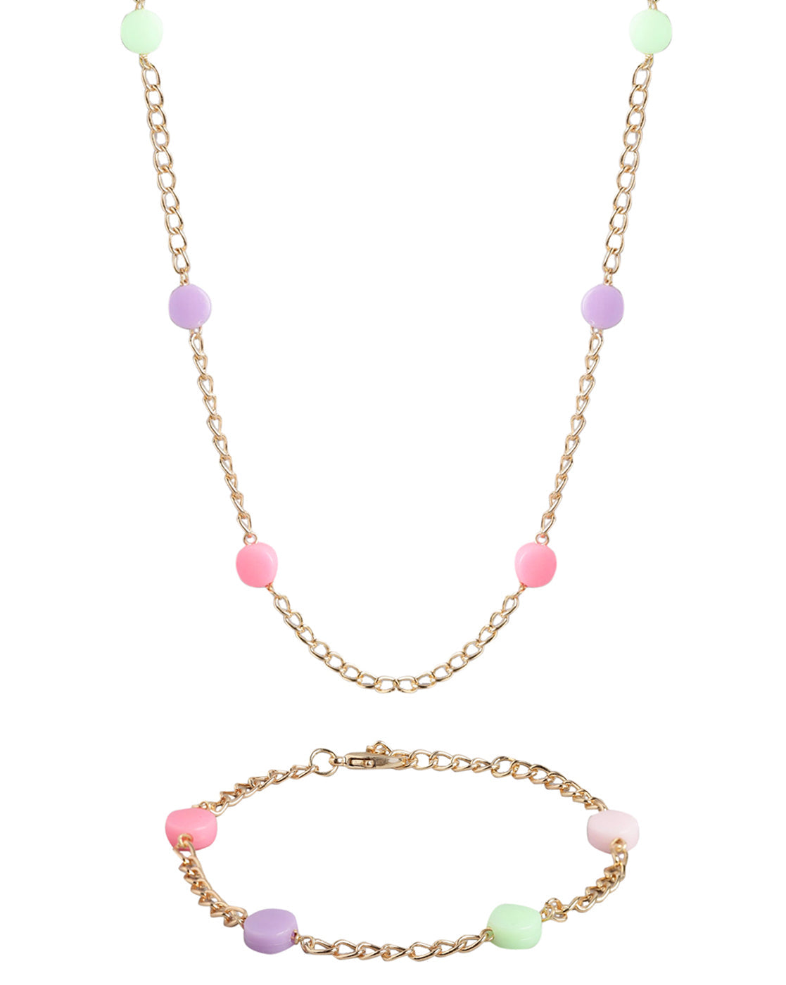 Gold Plated with Multicolor Fancy Bead Jewellery Set for girl