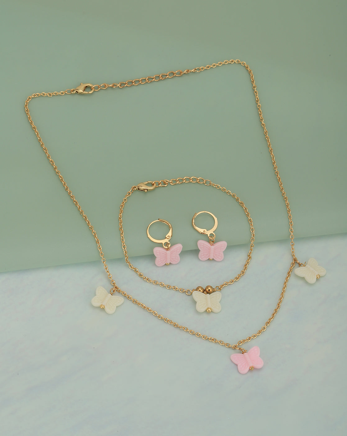 Gold Plated with Butterfly Charming Jewellery set for girl