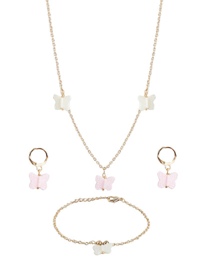 Gold Plated with Butterfly Charming Jewellery set for girl