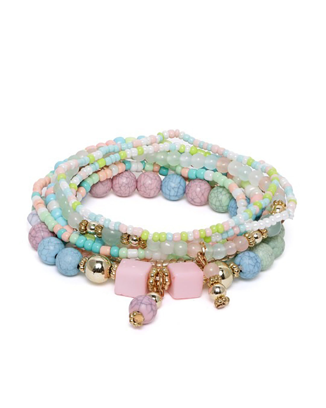 GenZ Multi Colour Fancy Bead Charm Bracelet Set of 8