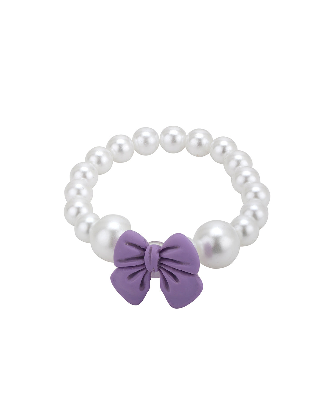 White Toned Hanging Bow and Pearl Jewellery Set for Girl