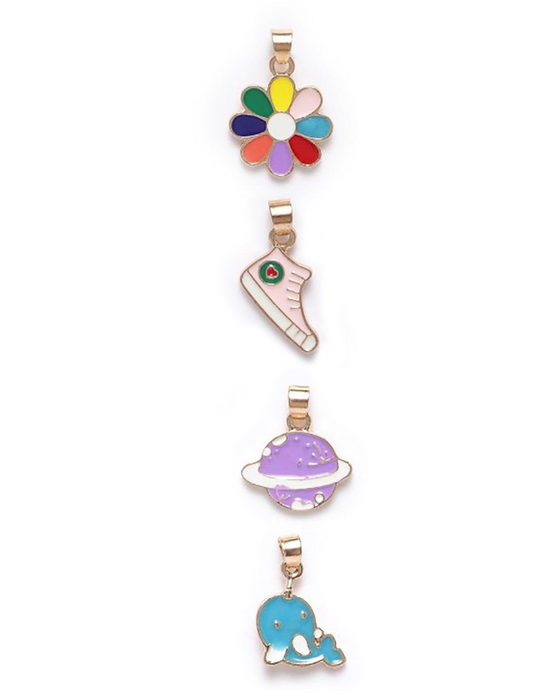 GenZ Set of 5 Inter changeable Multi Figure Enamel Pendant Necklace