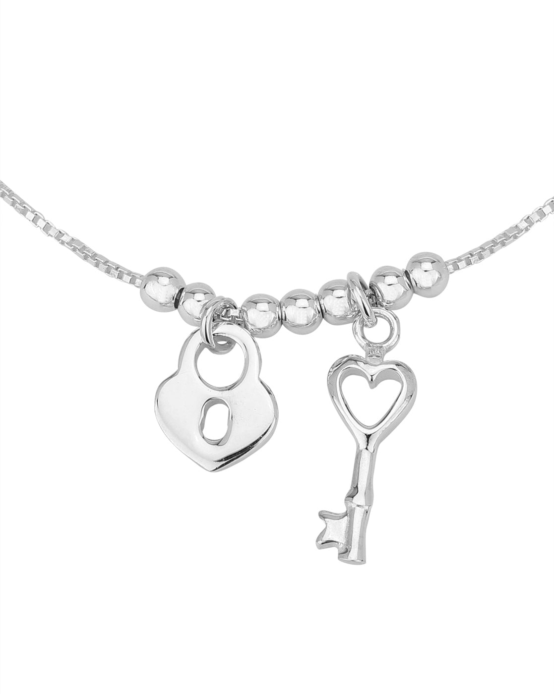 Carlton London 925 Sterling Silver Rhodium Plated Charm Bracelet