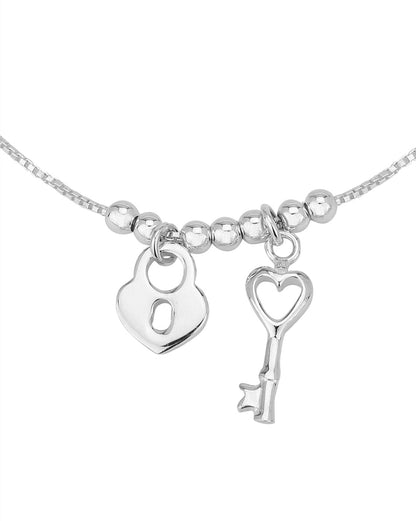 Carlton London 925 Sterling Silver Rhodium Plated Charm Bracelet