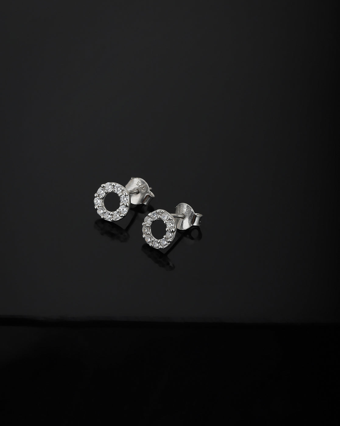 Carlton London 925 Sterling Silver Rhodium Plated Cz Circular Stud Earring For Women