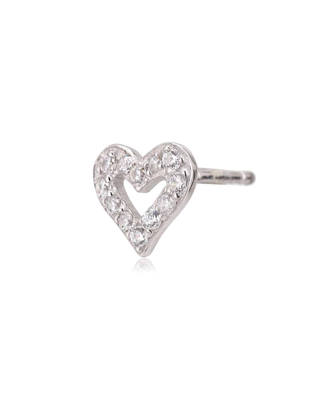 Carlton London 925 Sterling Rhodium Plated Cz Heart Stud Earring For Women