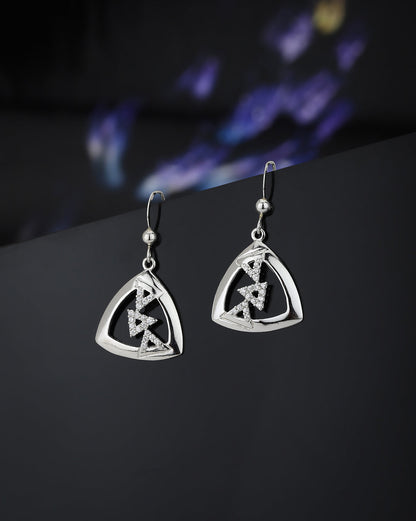 Carlton London 925 Sterling Silver Rhodium Plated Cz Triangular Drop Earring For Women