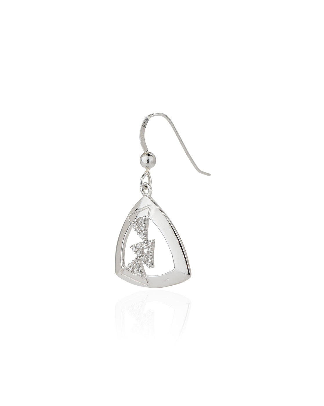 Carlton London 925 Sterling Silver Rhodium Plated Cz Triangular Drop Earring For Women