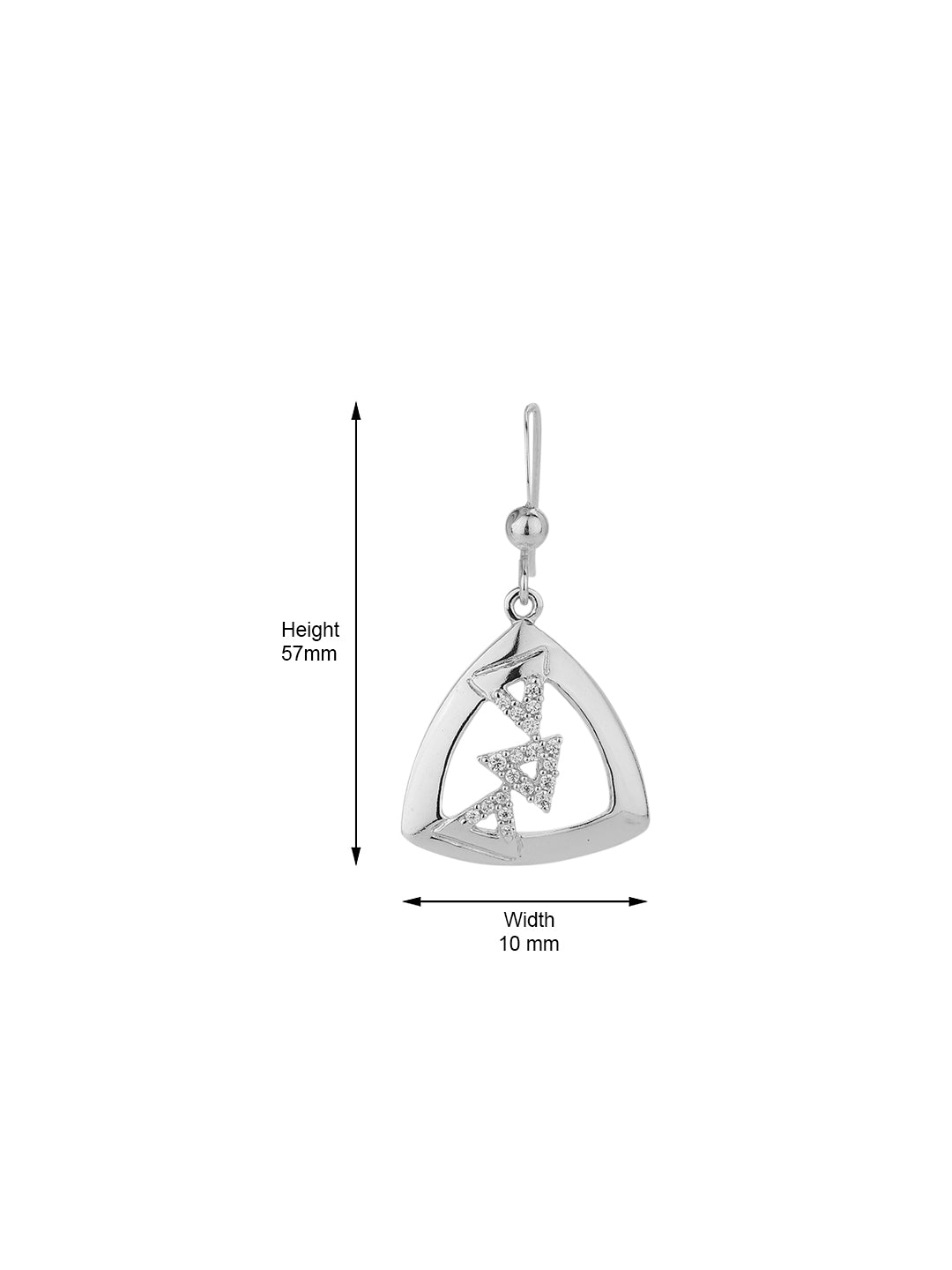 Carlton London 925 Sterling Silver Rhodium Plated Cz Triangular Drop Earring For Women