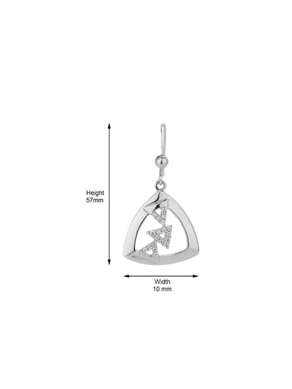 Carlton London 925 Sterling Silver Rhodium Plated Cz Triangular Drop Earring For Women