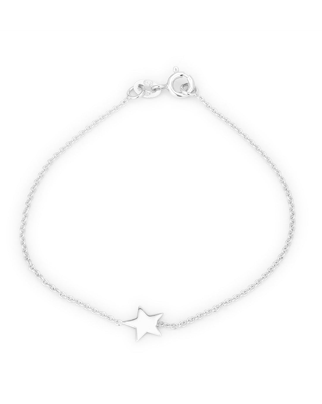 Carlton London 925 Sterling Silver Rhodium Plated With Star Charm Bracelet