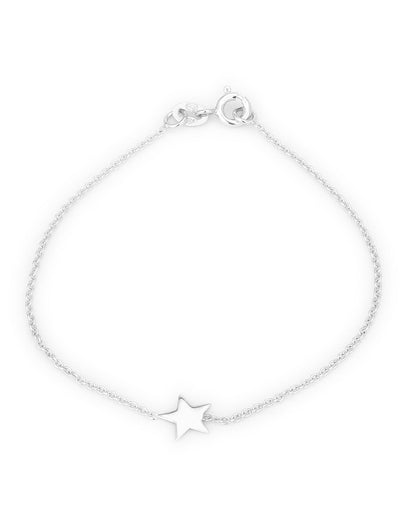 Carlton London 925 Sterling Silver Rhodium Plated With  Star Charm Bracelet