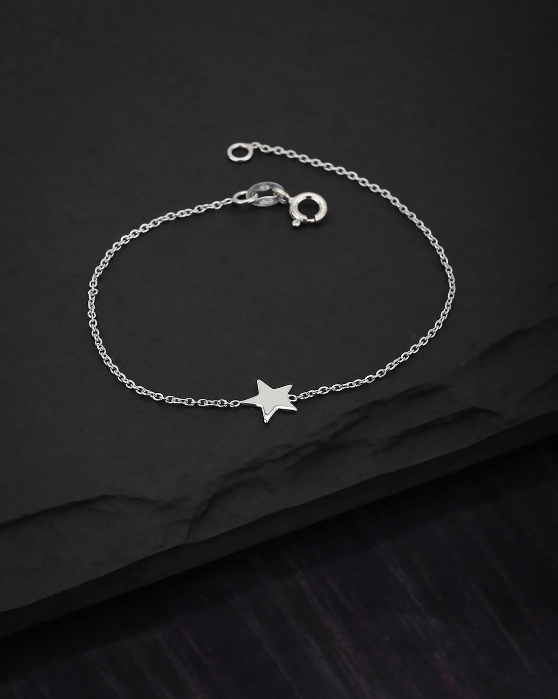 Carlton London 925 Sterling Silver Rhodium Plated With  Star Charm Bracelet