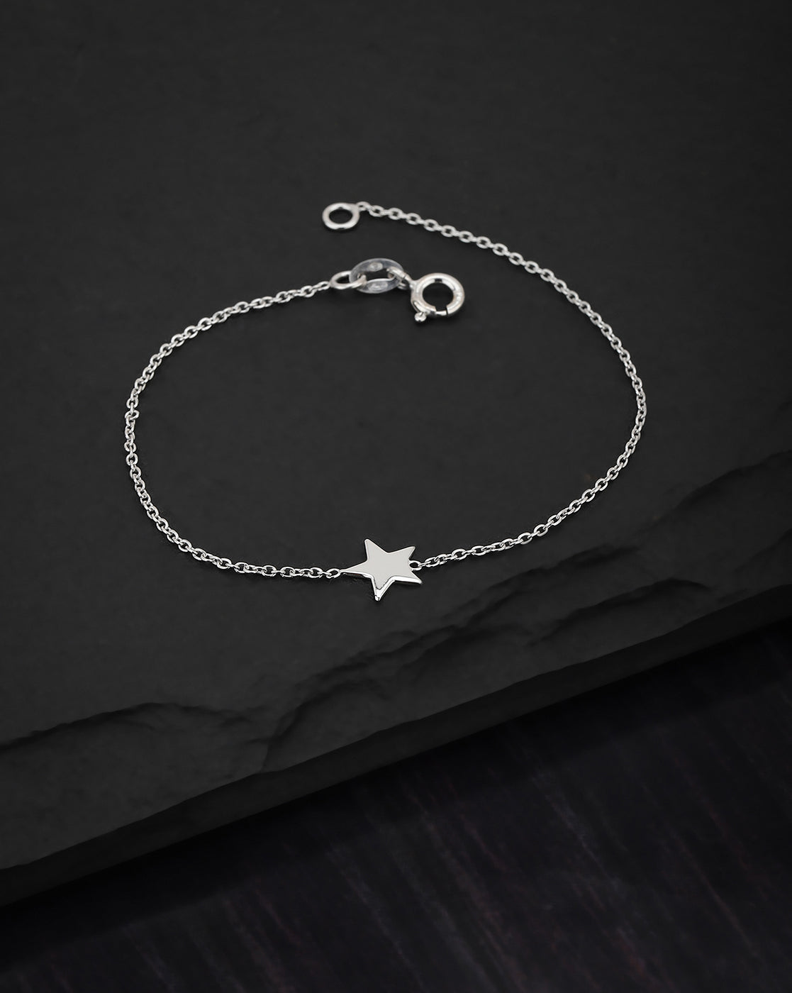 Carlton London 925 Sterling Silver Rhodium Plated With  Star Charm Bracelet