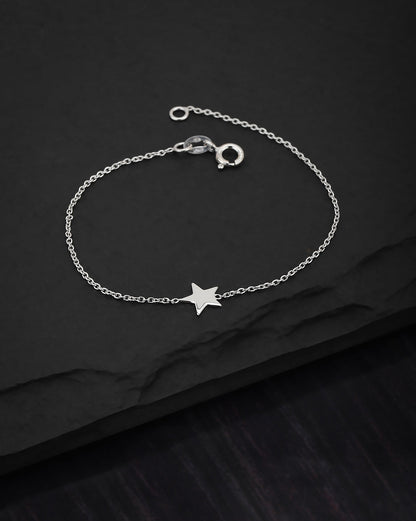 Carlton London 925 Sterling Silver Rhodium Plated With  Star Charm Bracelet