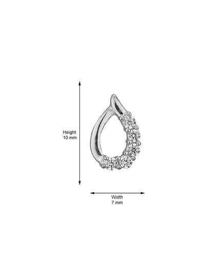 Carlton London 925 Sterling Silver Rhodium Plated Cz Teardrop Stud Earring For Women