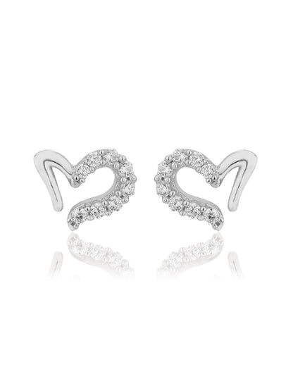 Carlton London 925 Sterling Silver Rhodium Plated Cz Stud Earring For Women