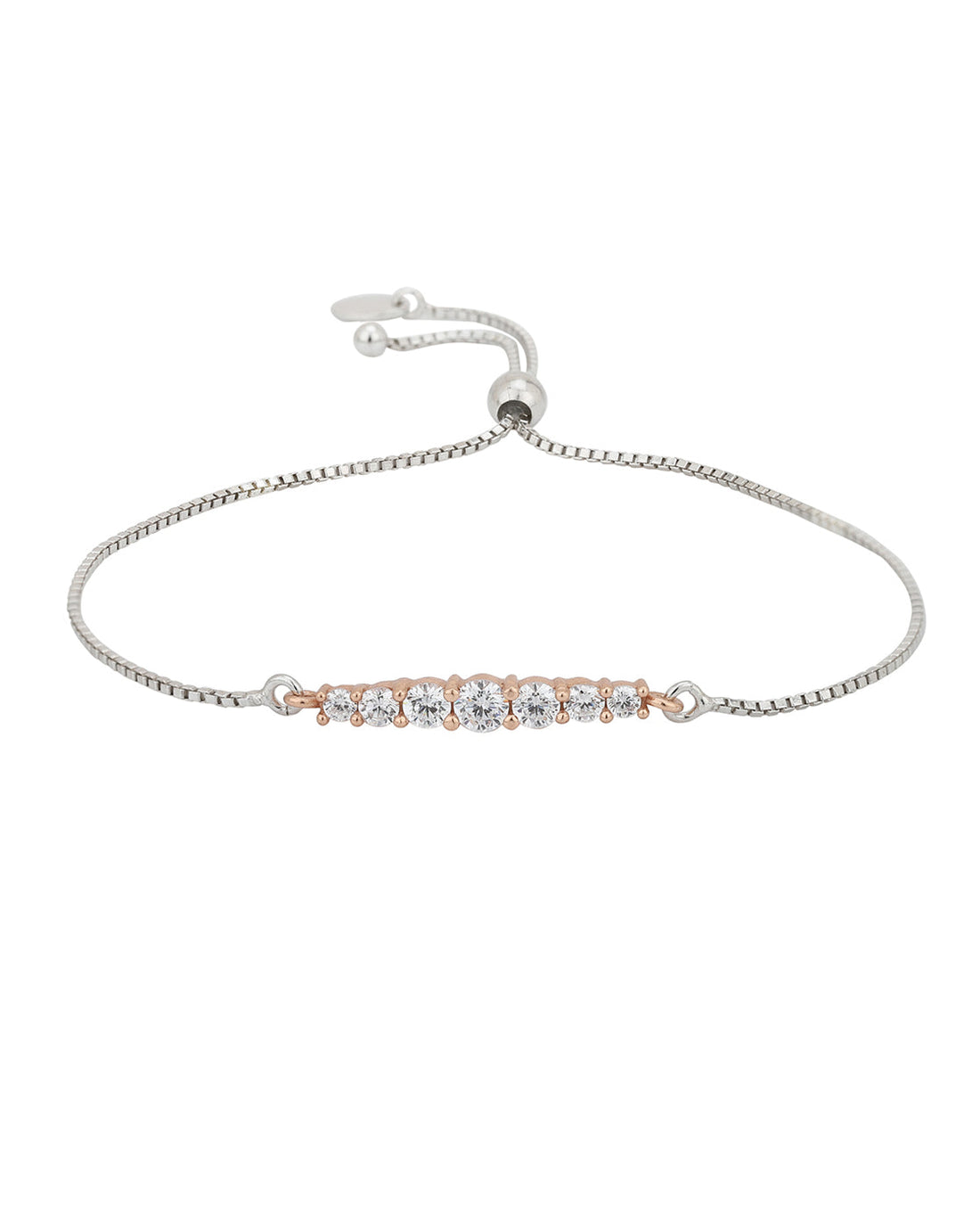 Carlton London Rose Gold Plated Cz Studded Charm Bracelet For Women