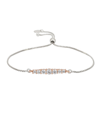 Carlton London Rose Gold Plated Cz Studded Charm Bracelet For Women