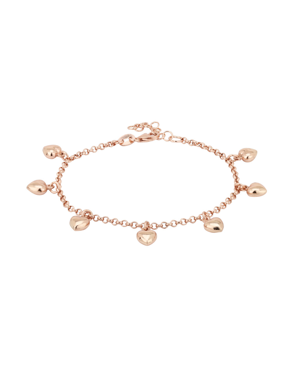 Carlton London Rose Gold Plated Heart Shape Charm Bracelet