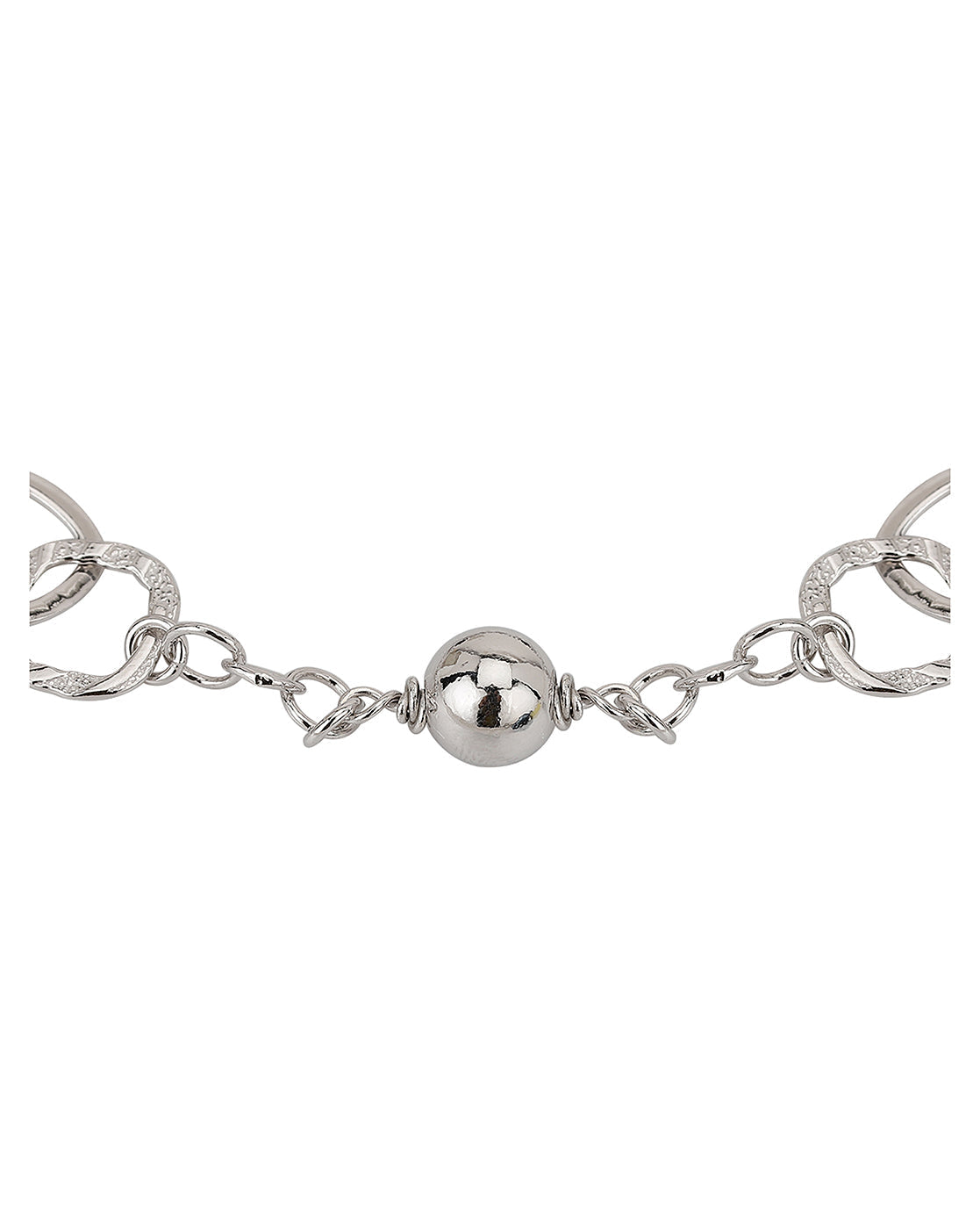 Carlton London Rhodium Plated With Beaded Link Bracelet For Women