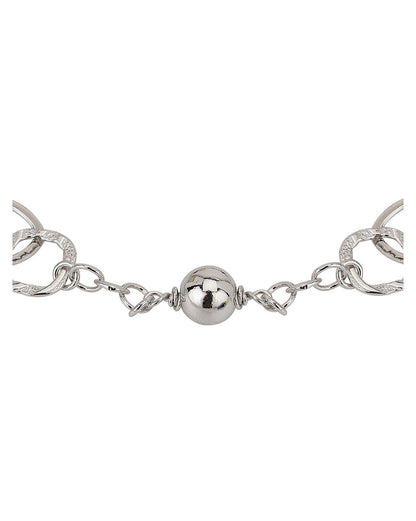 Carlton London Rhodium Plated With Beaded Link Bracelet For Women