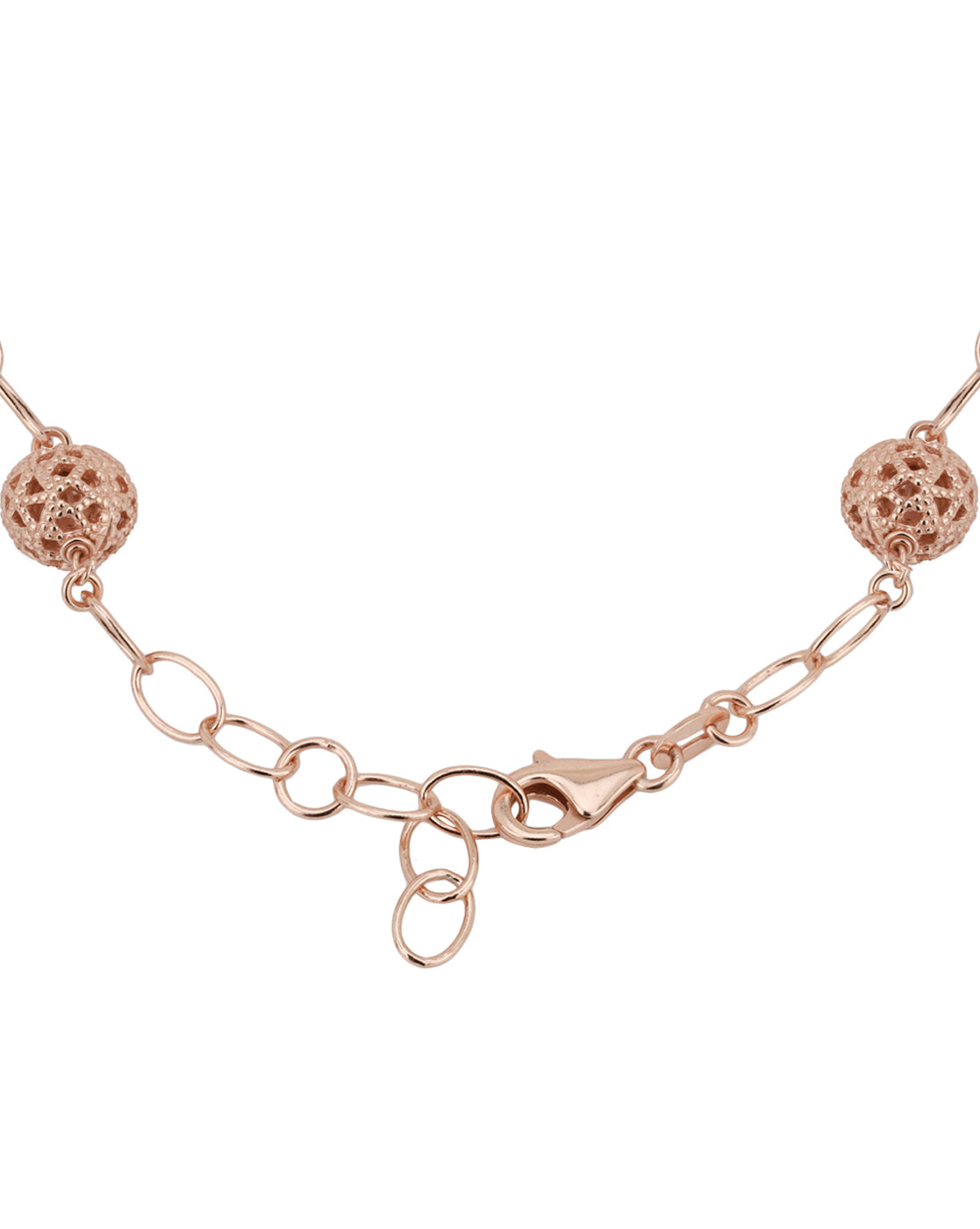 Carlton London Rose Gold Plated With Pearl Charm Bracelet