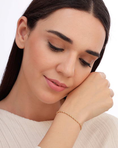 18kt Gold Plated Braided Link Wraparound Bracelet