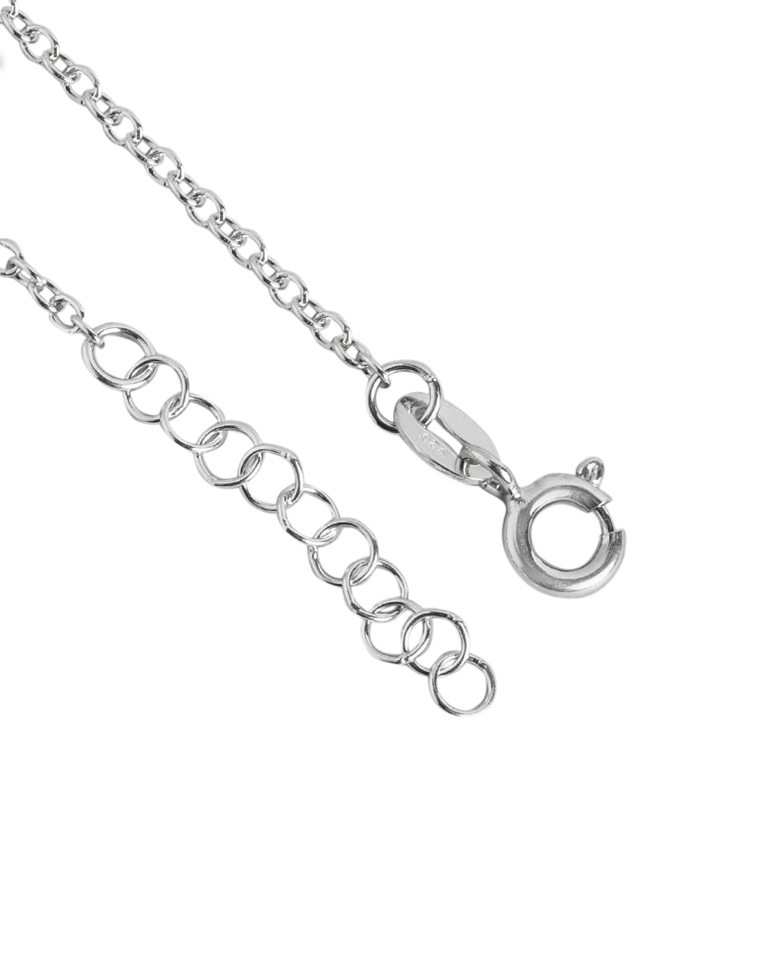 925 Sterling Silver Rhodium Plated with CZ Safety Pin Charm Bracelet