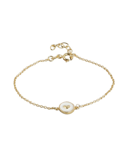 925 Sterling Silver 18kt Gold Plated Heart Charm Bracelet