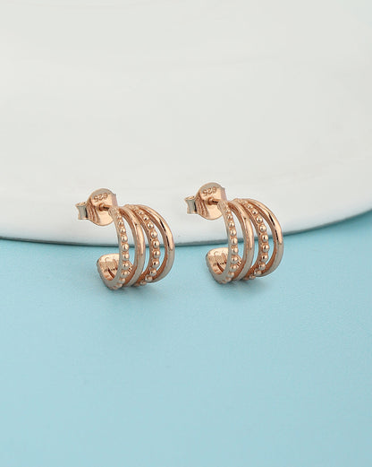 925 Sterling Silver 18Kt Rose Gold Plated Half Hoof Earring