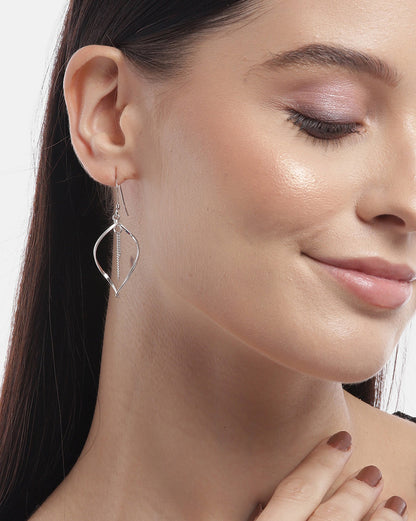 925 Sterling Silver Rhodium Plated Contemporary Drop Earring