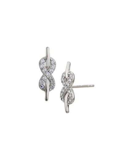 925 Sterling Silver Rhodium Plated with CZ Infinity Stud Earring for women